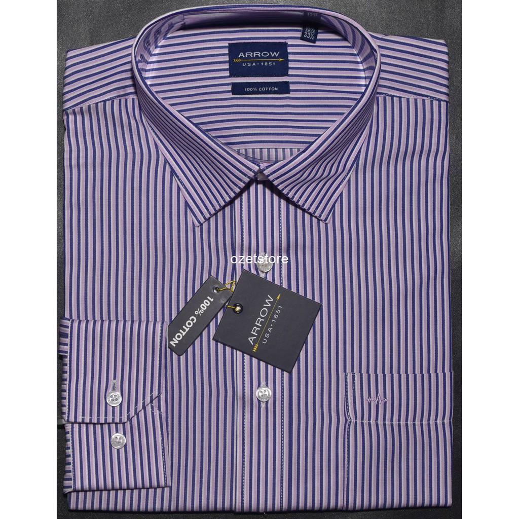 Kemeja Pria Formal Lengan Panjang ARROW Pink Salur Reguler BR57 ORIGINAL