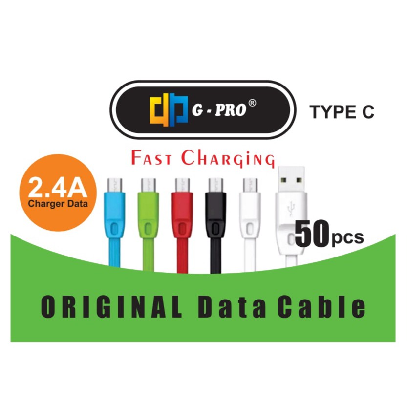 KABEL DATA WARNA 2.4A TYPE - C 100CM USB FAST CHARGING