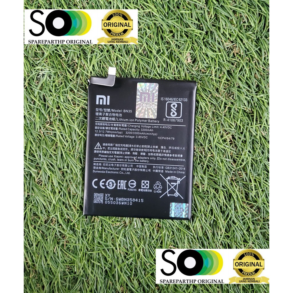 DIJAMIN ORIGINAL 100% BATRE BATERAI BN35 XIAOMI REDMI 5 BERGARANSI