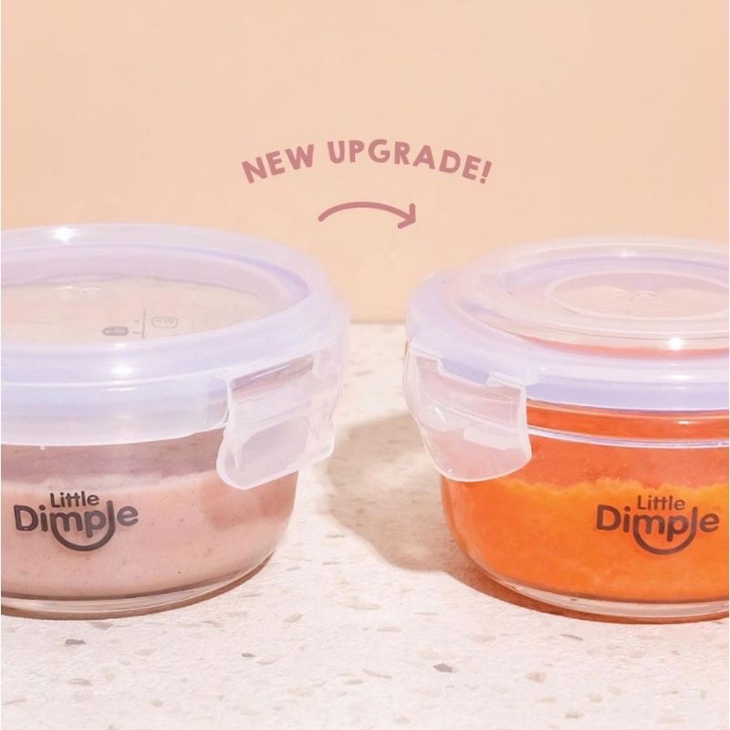 [FREE BUBBLE] Little Dimple Food Container 240ml Wadah Tempat Simpan Makan MPASI Bayi Kaca + Penggaris Ukur Anti Tumpah Aman KUKUSAN