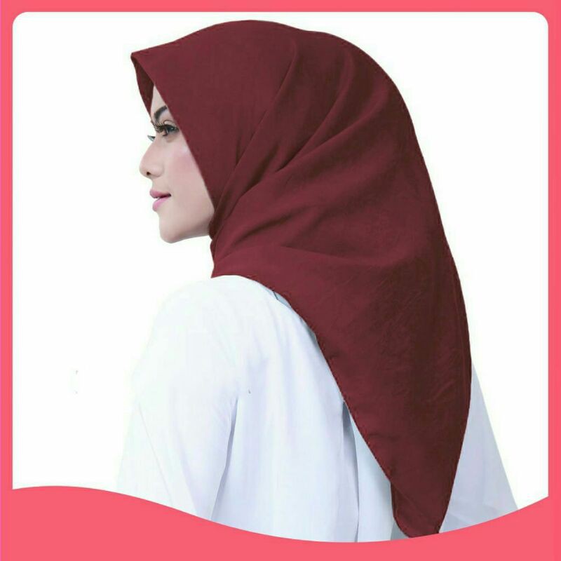 Jilbab Segiempat Polos Maroon Keisha Sadia Elzatta Hijab Kerudung Segi Empat Scarf Ori
