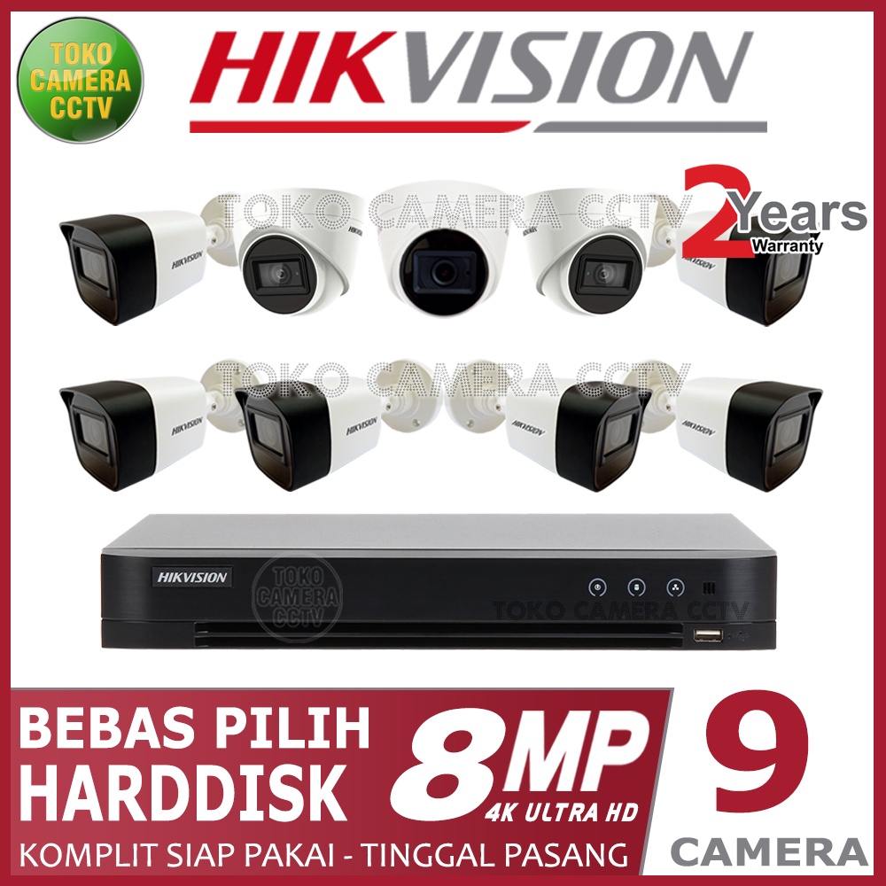 PAKET CCTV HIKVISION 8MP 16 CHANNEL 9 KAMERA