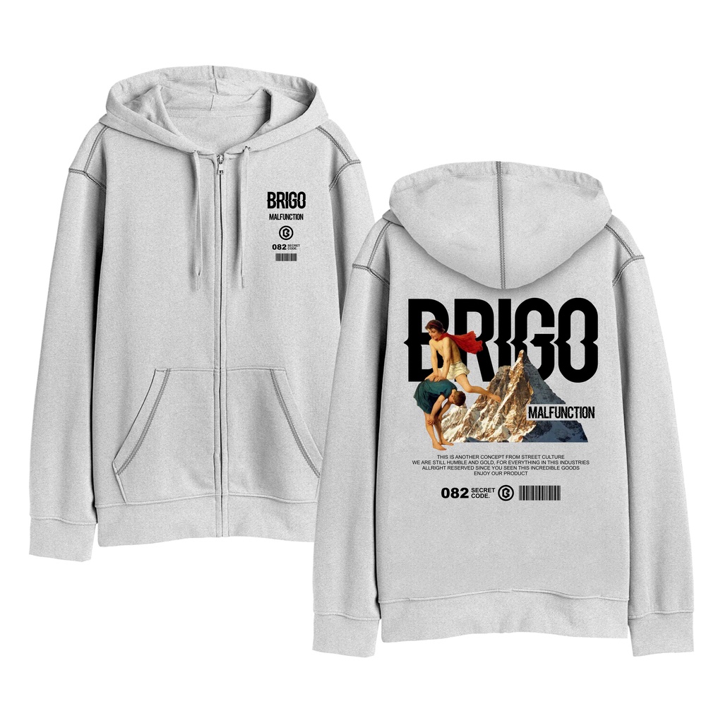 Sweater Hoodie Resleting BRIGO MallFunction Sablon DTF Fleece Cotton II BRIGO Zipper Jumper Hoodie MallFunction II M-XXL (Pria &amp; Wanita) Free stiker&amp;Gantungan Kunci