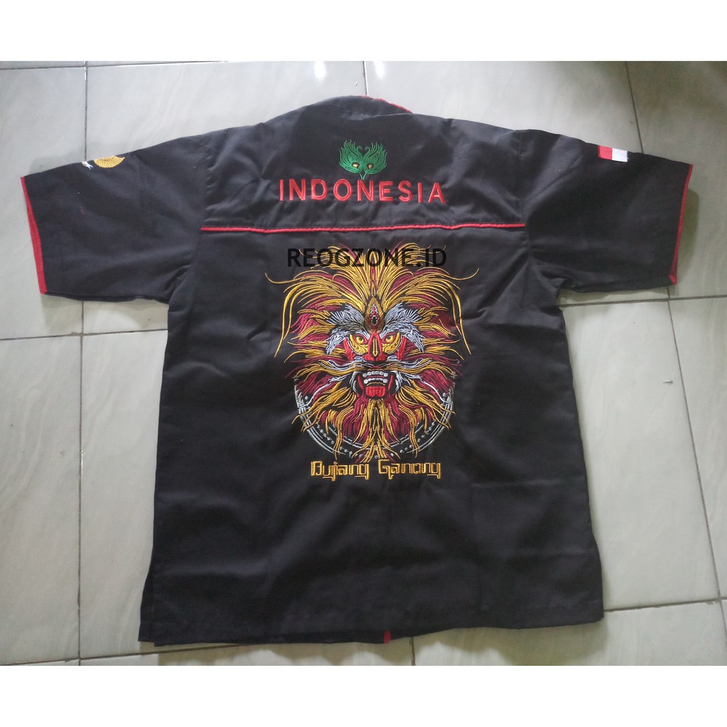 KEMEJA / HEM BORDIR MOTIF TOPENG BUJANG GANONG (bisa bayar di tempat)