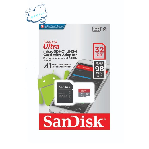 SANDISK Kartu Memori 32GB Micro TF Class 10 dengan Adapter