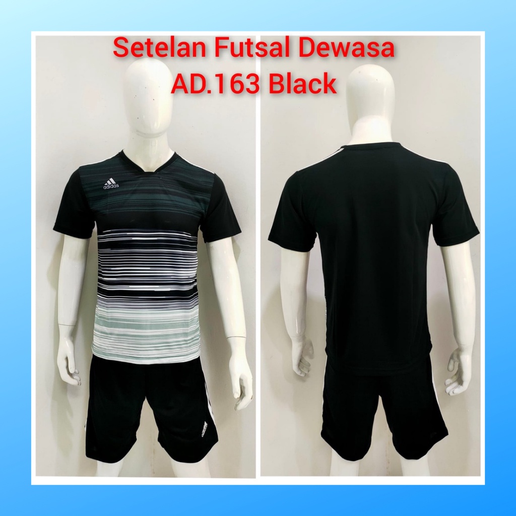 jersey futsal pria kaos sepak bola baju dan celana setelan wanita dewasa t-shirt outfit seragam jarsey kostum olahraga pakaian apparel sport jersy soccer casual jersi suit AD163 hitam