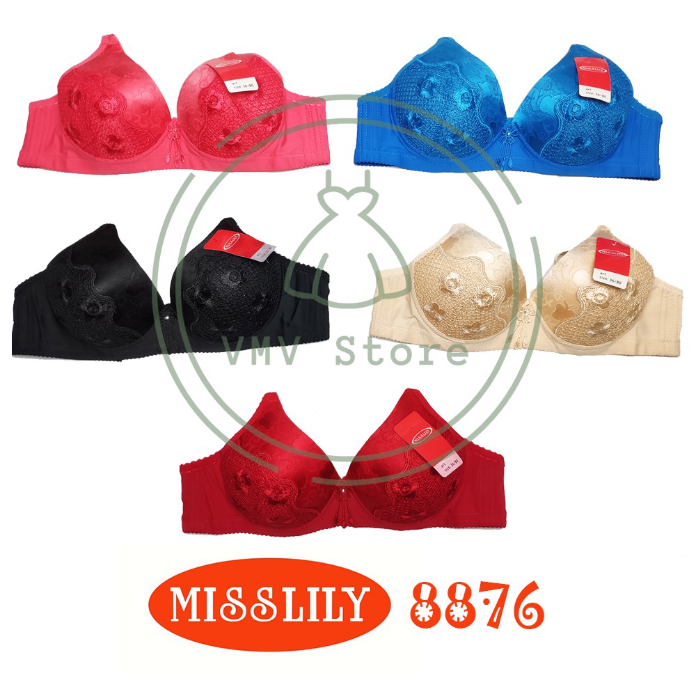 Bra Tanpa Kawat Misslily 8876 Cup B Kait 3 Embossed Glossy Bh Cantik Miss Lily Asli Original