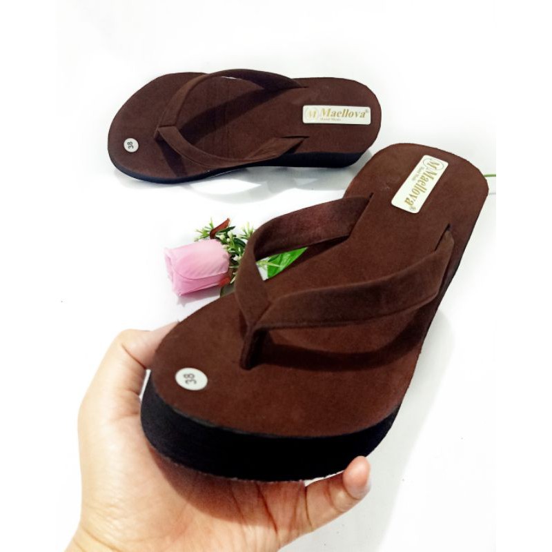 SENDAL WEDGES WANITA BELUDRU SOL KARET - SENDAL JEPIT WANITA - SANDAL SPON WANITA