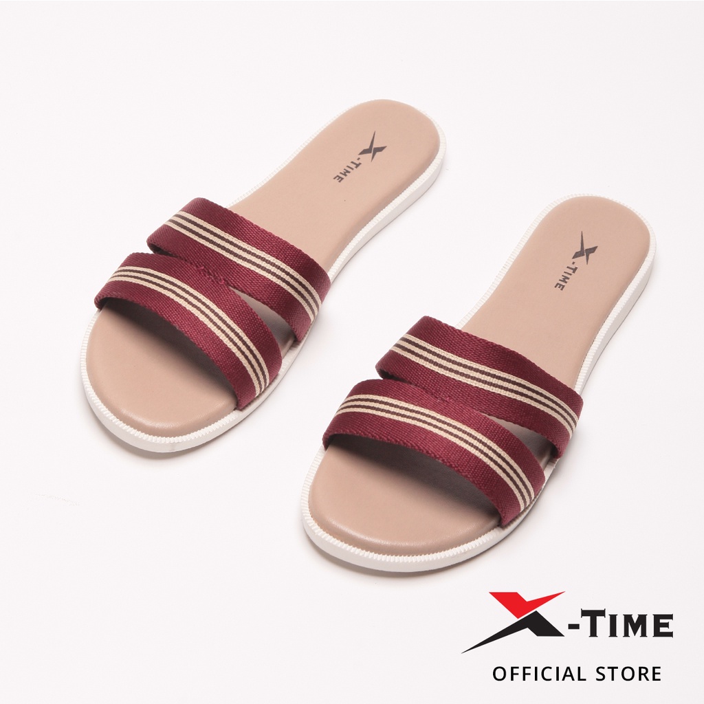 X-Time Sandal Wanita Flip Kulit Lilac Slip 2-Maroon