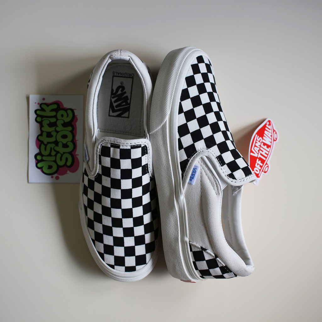 Sepatu Vans Slip On Vault Og Checkerboard Black White Sepatu Vans Slip On Vault Og Checkerboard Black White