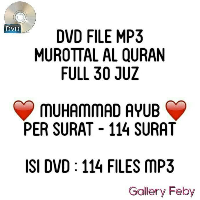 DVD MUROTTAL AL-QURAN MP3 MUHAMMAD AYUB FULL 30 JUZ MUROTAL CD MURAH