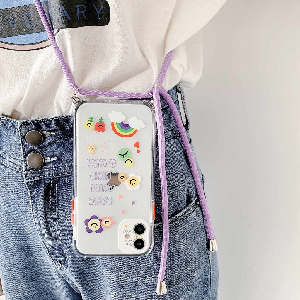 [CX]Rainbow Smile Lanyard Case iphone 6s 7plus 11 pro max