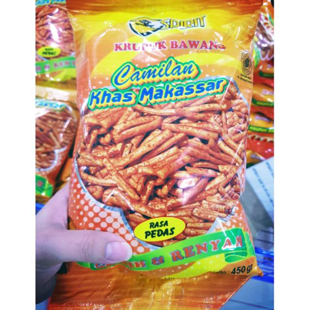 

Krupuk bawang spirit rasa PEDAS khas makassar 450 gram