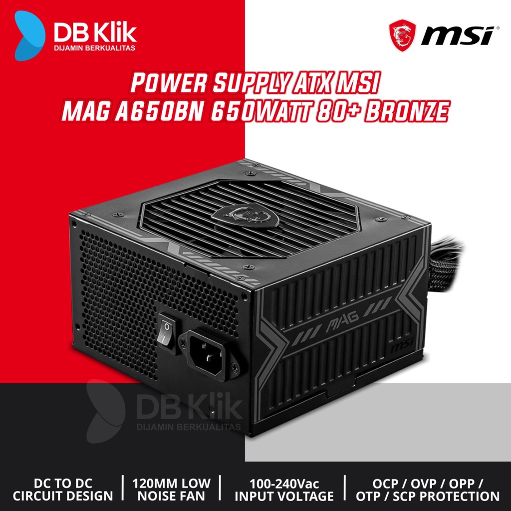 &quot;Power Supply MSI MAG A650BN 650Watt 80+ Bronze - PSU MSI MAG A650 BN&quot;