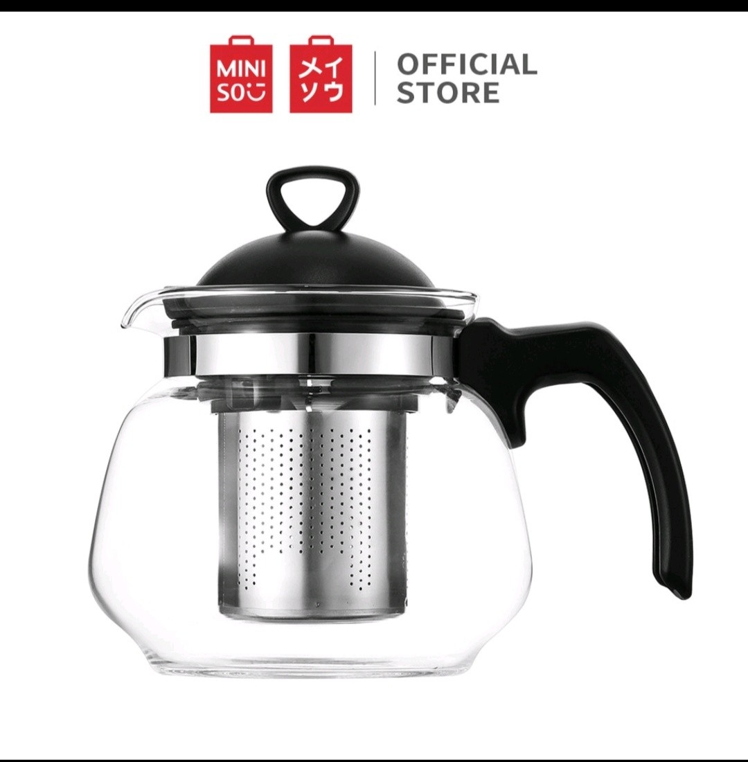 Miniso Teko Kaca 700ml Glass Teapot Infuser Ketel Teh Aman Tea Pot