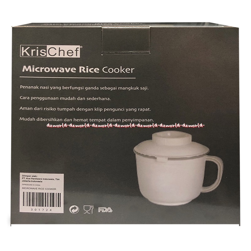 Krischef Microwave 250ml Rice Cooker Alat Penanak Membuat Nasi Pakai Microwafe Mikro Wave