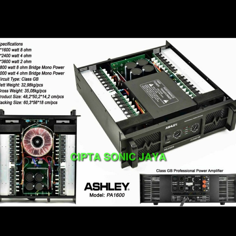 Power Amplifier ASHLEY PA1600 / PA 1600 Class GB ORIGINAL