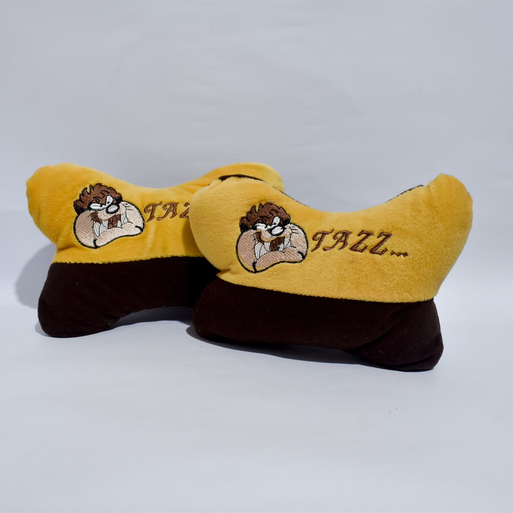 Bantal Mobil 3in1 TAZZMANIA Car Set Headrest Pillow Sandaran Kepala Leher 3 in 1 TAZZ Coklat