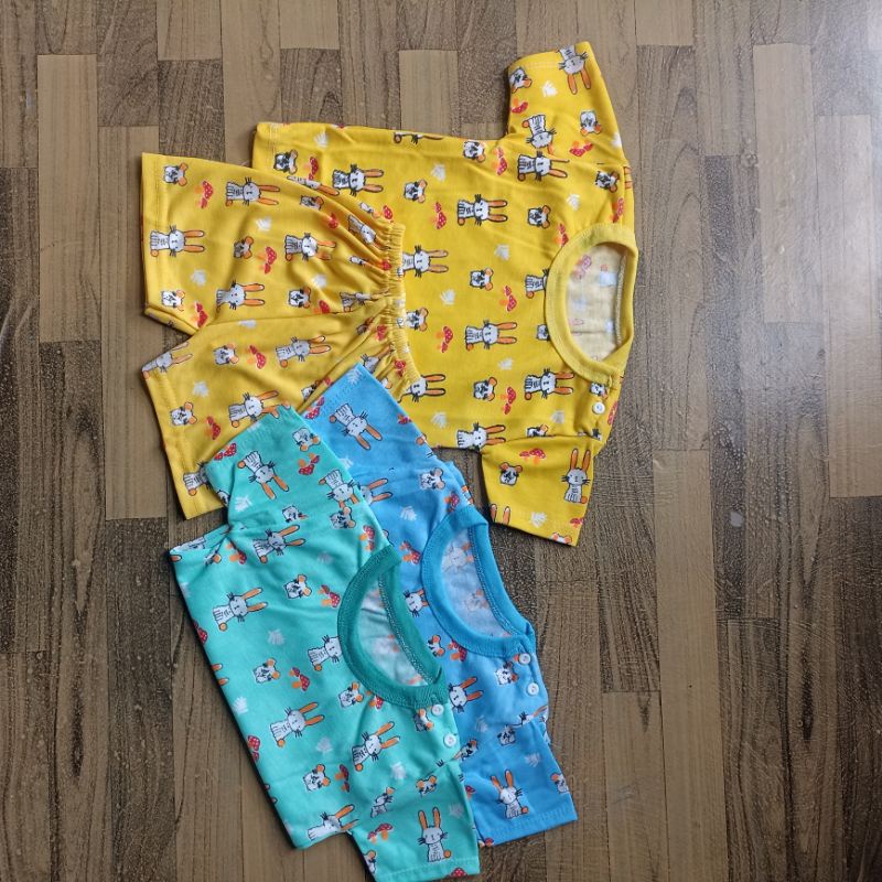 1 set oblong piyama bayi pendek/panjang 0-24 bulan motif lucu