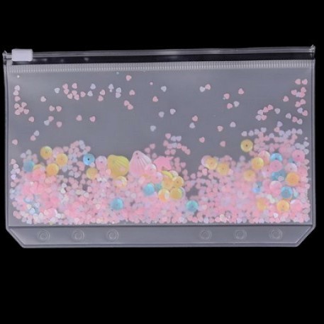 

Trendi Ziplock Binder A5 6 Lubang Ring 6Glitter Payet Lucu Divider Pocket Bagus