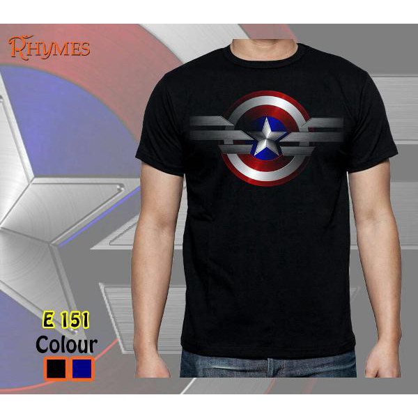 Kaos Baju Captain America Logo New Tshirt Big Size Jumbo XL-XXXL Rhymes