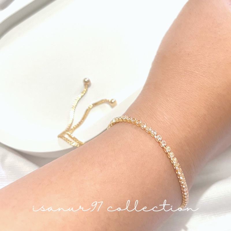 ISANUR97 - “Diamond Bracelet” | Gelang Wanita Gelang Serut Berlian Titanium Gelang Serut Gold Emas RoseGold