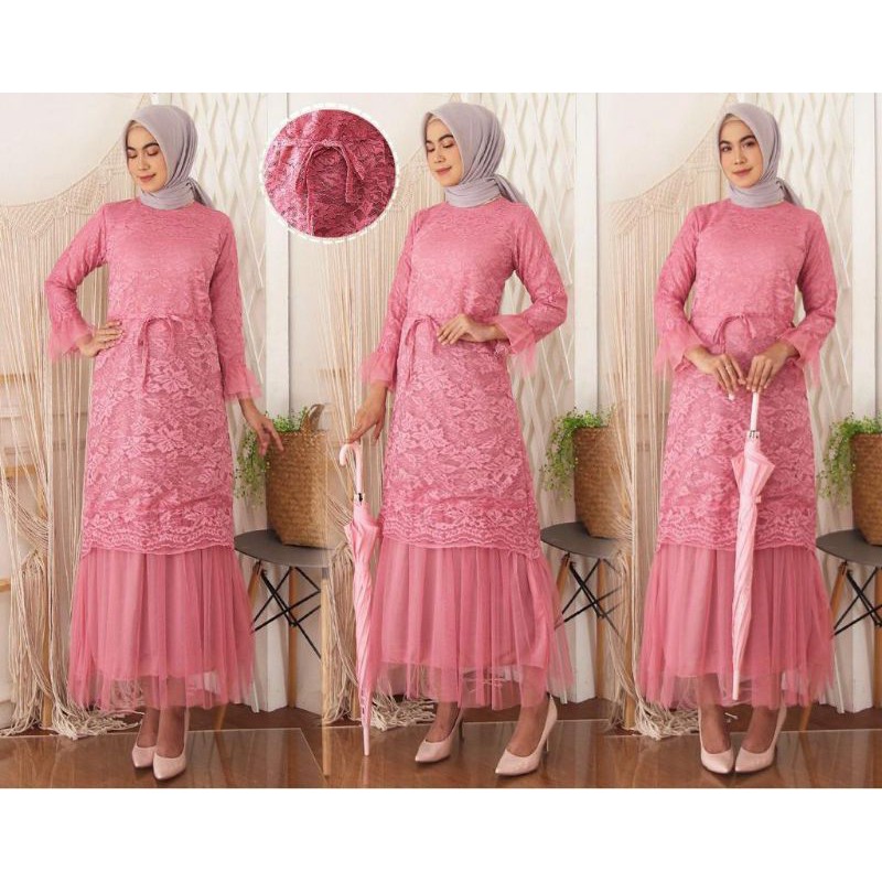 GAMIS BRUKAT MAXI RATU KUALITAS PREMIUM MOSCREPE GAMIS CANTIK GAMIS LEBARAN
