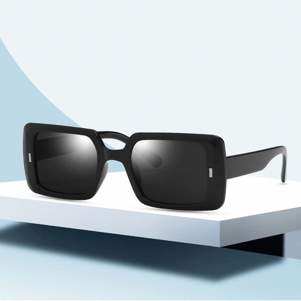 Needway   Wanita Kacamata Hitam Trendi Cewek Cowok Vintage Dazzle Warna Transparan Berbentuk Persegi Hitam Kacamata Matahari Bingkai Besar Sunglasses