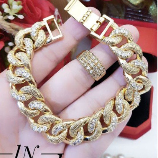 Xuping Set Perhiasan Gelang dan Cincin Gold GC116