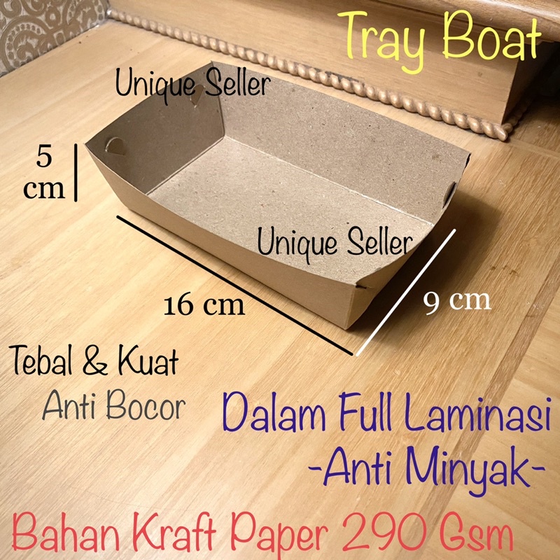 Food Pail Tray Kraft 290 Gsm isi 25 pcs / Food Tray Kraft / Food Tray Boat
