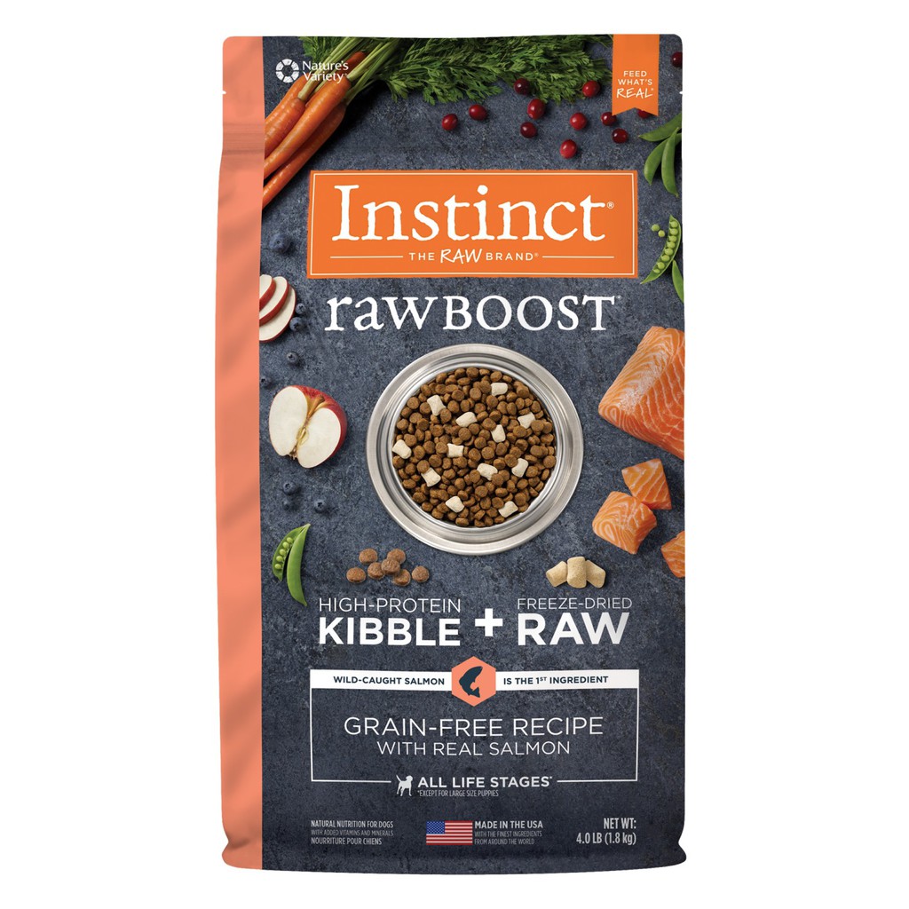 Instinct Dog Food Raw Boost Grain Free Salmon All LIfe Stages 4Lb