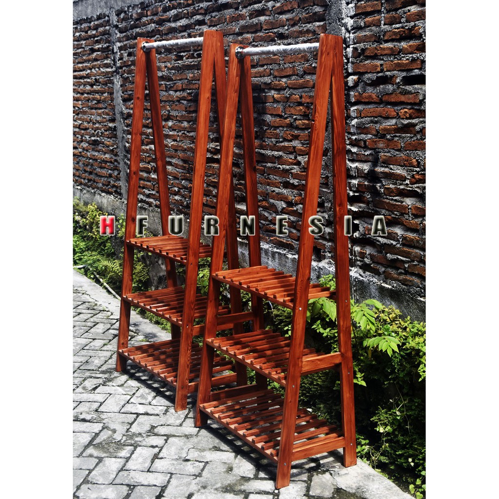 Rak Gantung Baju / Rak Baju Kayu / Rak Baju Murah