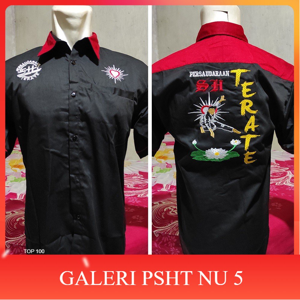 ATRIBUT PSHT- Baju Kemeja Hem PSHT SH Terate Bordir Terbaru Distro Murah Pria Lengan Pendek