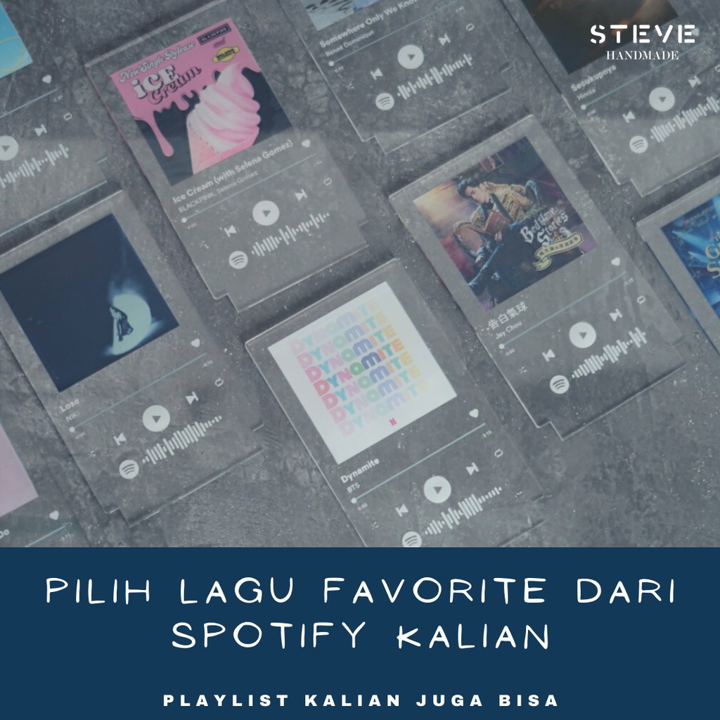 Lampu Tidur  LED Akrilik Free Custom Spotify  LS2009 Steve Handmade