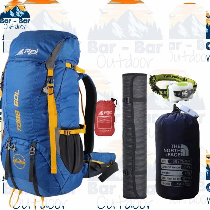 paket peralatan mendaki tas gunung carrier arei rei toba