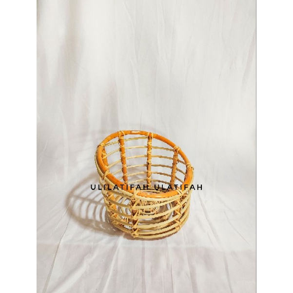 Keranjang Rotan Properti Foto Bayi Newborn Bulat Miring Type Tilt