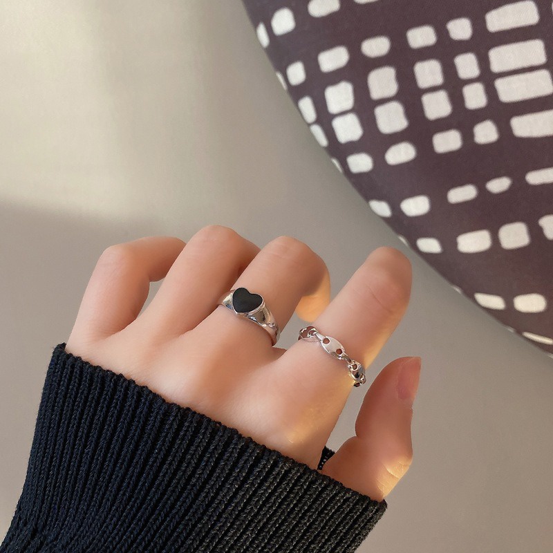 COD❤️1 Sepasang Cincin Set Korea Aesthetic Wanita Terbuka Gaya Retro Untuk Membuka Ukuran Yang Dapat Disesuaikan Aksesoris Fashion Murah Ready Stock