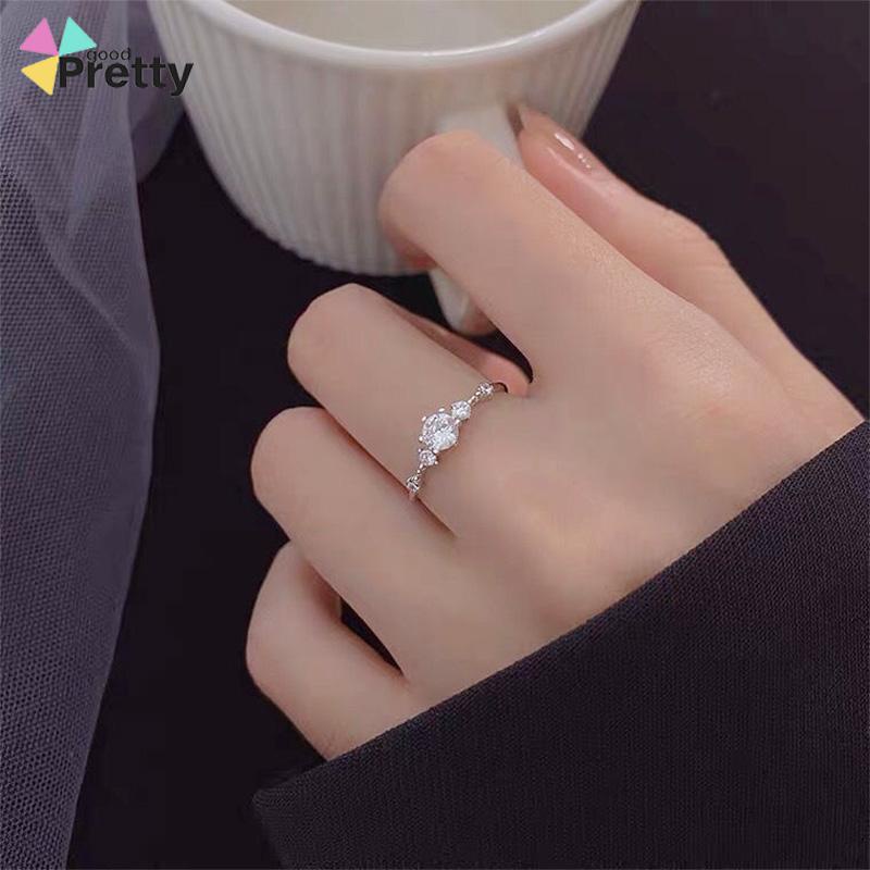 Cincin Korea Berlian Simple Adjustable Cincin Model Terbuka Desain Wanita Hadiah Aksesoris Fashion - PD