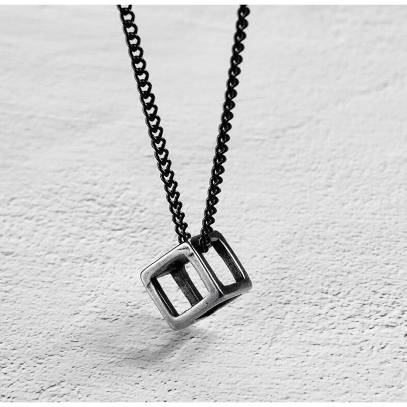 Simple Hollow Geometric Rubik's Cube Unique Wild Pendant Square Frosty Fashion Couple Necklace Fashion Charm Party Jewelry