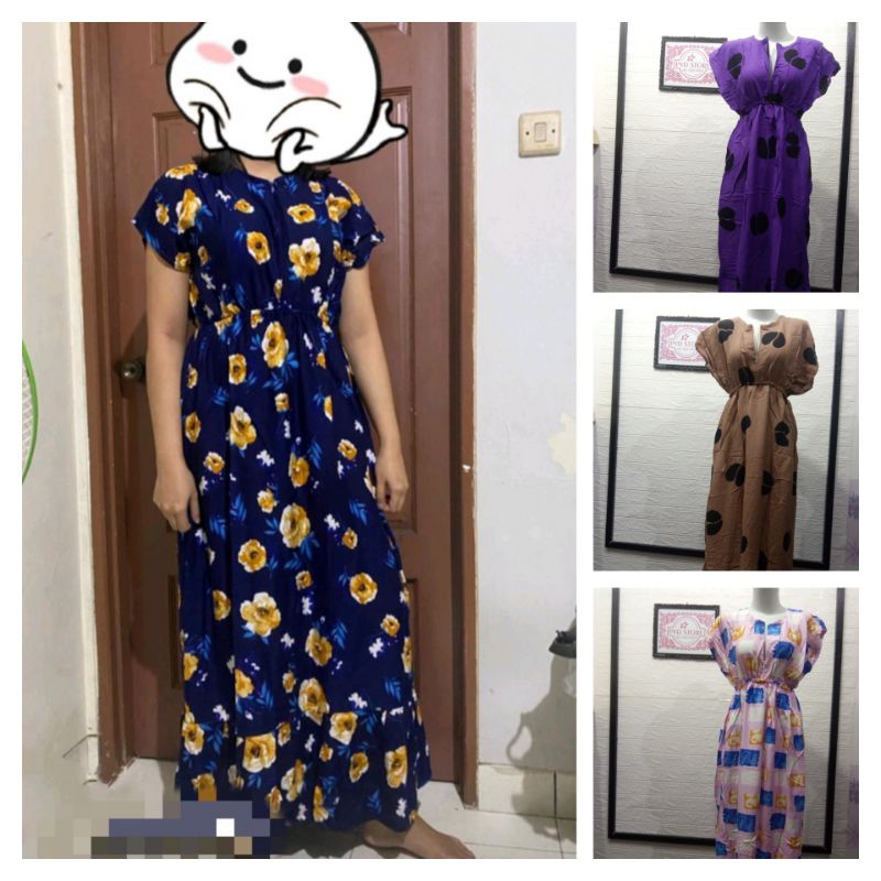 (LD 120 BISA COD PILIH MOTIF) DRESS MANOHARA PANJANG RUFFLE BUSUI RESLETING DAN PENDEK MOTIF BUNGA E