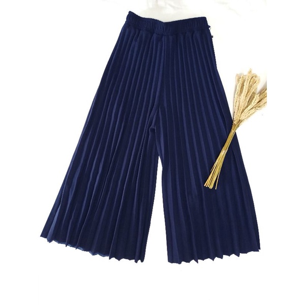 Celana Panjang Kulot Wanita bahan Plisket Premium Import Tebal