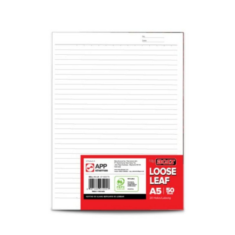 Kertas File Loose Leaf Isi Binder BigBoss A5 50 Lembar