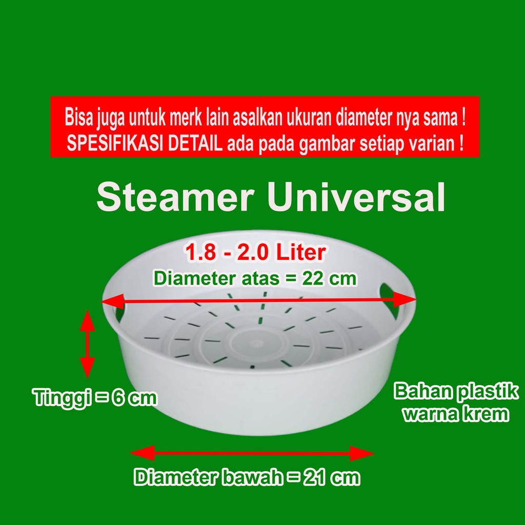 Steamer Kukusan Rice Cooker Magic Com Miyako dan Merk Lainnya 0.6 1.0 1.2 1.8 2 2.2 3 Liter Sarangan Plastik Megicom Rice Coker Magicom Mejikom Original Asli Ori Miyako