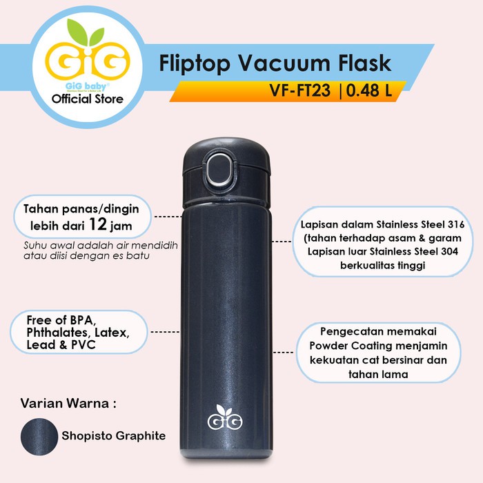 Gig Baby Fliptop Vacuum Flask 480 ML vf_ft23