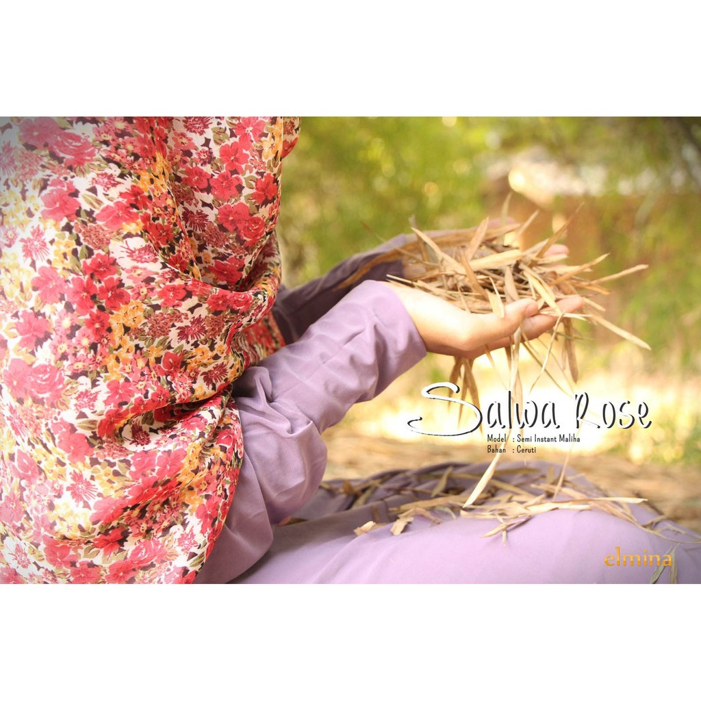 Hijab / Jilbab / Khimar Semi Instant Elmina Maliha Ceruti Motif - Salwa
