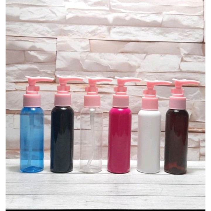 Botol Pump 100ml Botol Pump 100 ml Botol 100ml Plastik Tutup Pump Pink Kancing Import