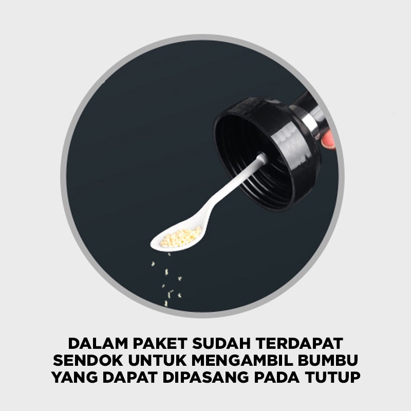 TEMPAT BUMBU DAPUR GULA GARAM SERBAGUNA BOTOL BUMBU DAPUR DILENGKAPI SENDOK - KACA