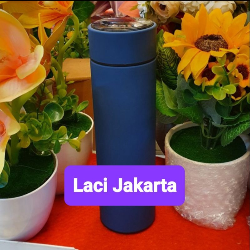tumbler LED termos suhu 500ml termos panas botol tahan dingin tumbler digital angka botol minum-Blue