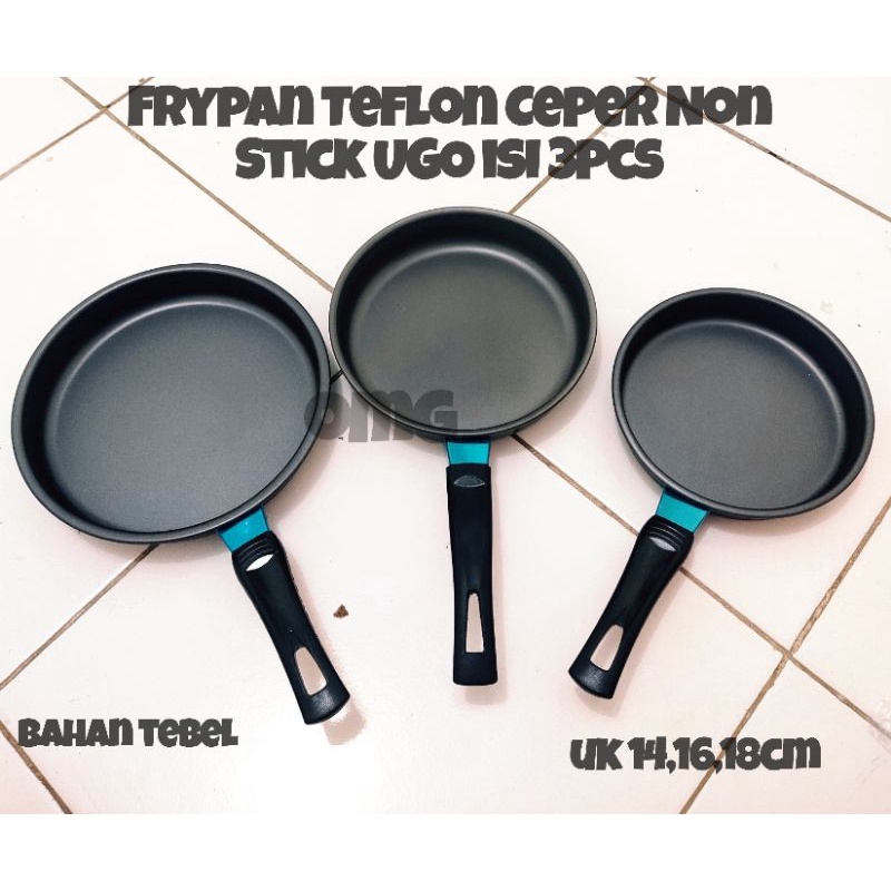Frypan Teflon Ceper Non Stick Ugo Isi 3 Anti Lengket