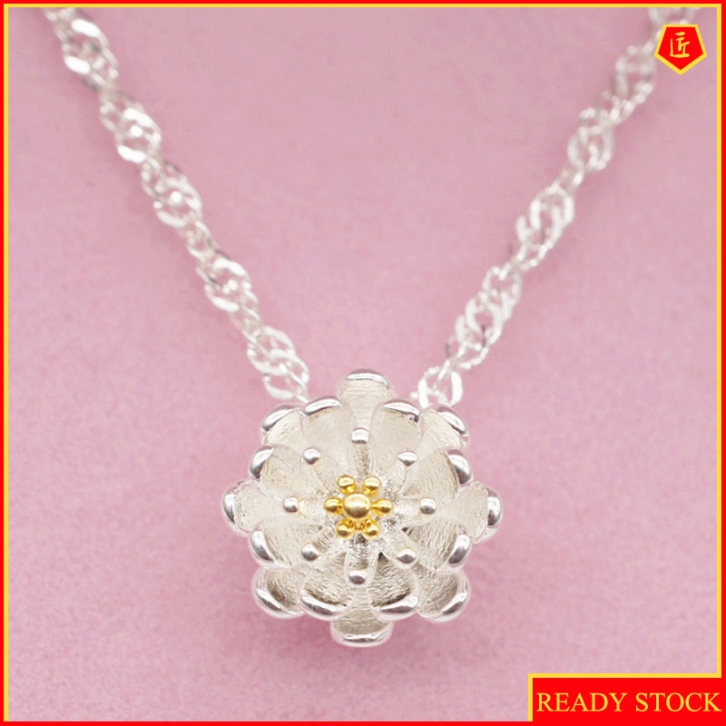 [Ready Stock]Korean Style Sweet Lotus Silver Pendant Temperament Trend